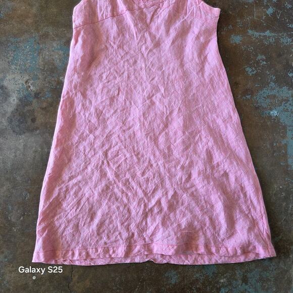 Horny Toad 100% Linen Dress Size L Pink Shift Sleeveless Knee Length Lagenlook - Picture 3 of 6